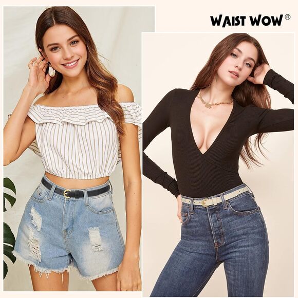 2 Pack Women Skinny Belts For Jeans Dress Thin Faux Leather Belt For 8475 - Picture 2 of 6